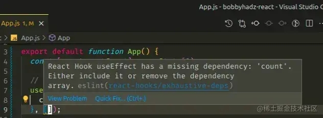 解决React报错React Hook useEffect has a missing dependency插图